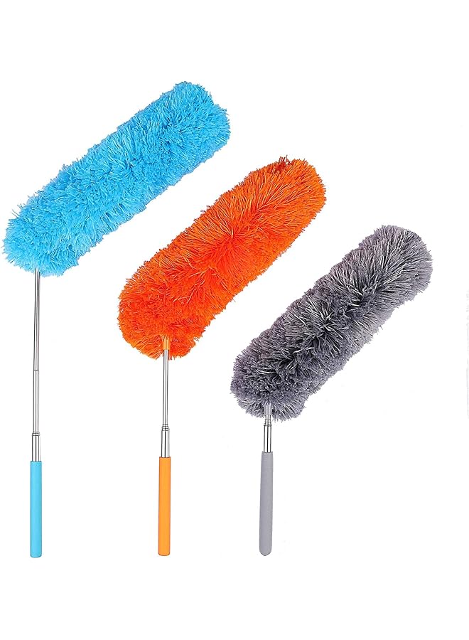 promass Microfiber Duster for Cleaning, 3Pcs Feather Duster with Extendable Pole Bendable Static Duster for Office, Car, Window, Furniture, Ceiling Fan, Clean home - Image 1