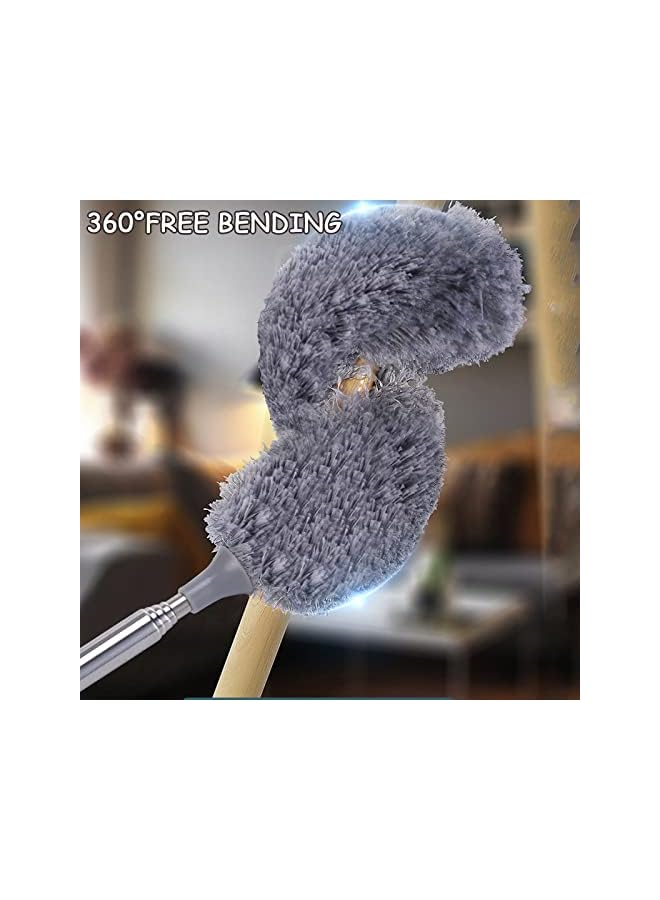 promass Microfiber Duster for Cleaning, 3Pcs Feather Duster with Extendable Pole Bendable Static Duster for Office, Car, Window, Furniture, Ceiling Fan, Clean home - Image 3