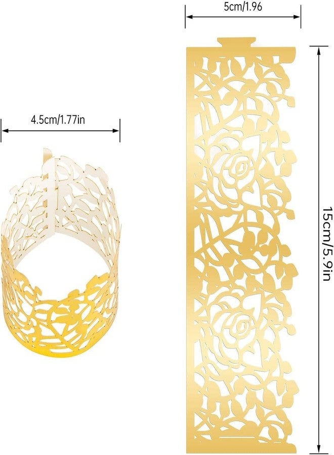 NPKRRSK 150PCS Rose Flower Paper Napkin Rings, Simple Napkin Holders Dinner Tables Rings Elegant Ornament Table Setting Decoration for Wedding, Christmas, Thanksgiving, Holiday, Party (Gold) - Image 4