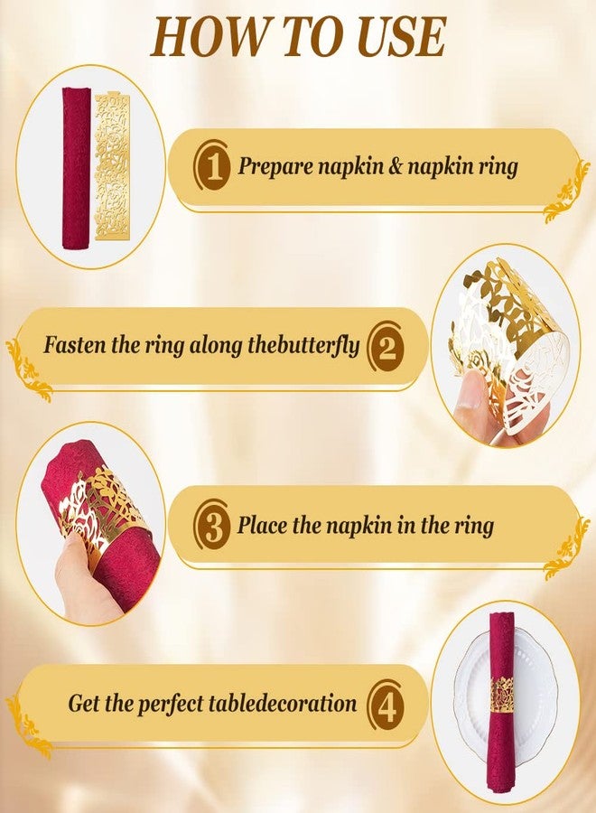 NPKRRSK 150PCS Rose Flower Paper Napkin Rings, Simple Napkin Holders Dinner Tables Rings Elegant Ornament Table Setting Decoration for Wedding, Christmas, Thanksgiving, Holiday, Party (Gold) - Image 3