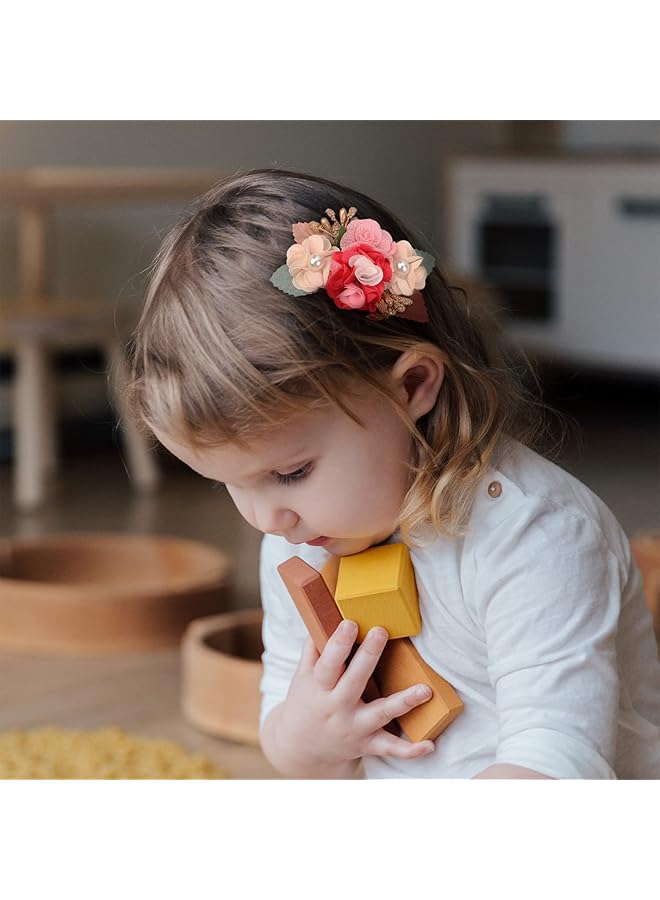 KASTWAVE Flower Hair Clip Set For Baby Girls 6Pcs Delicate Floral Barrettes Hair Care Hair Bands Accessories Bows Hemming Clip For Newborn Infant Baby Toddles Teen Girl Gifts (Six Flower Style) - Image 3