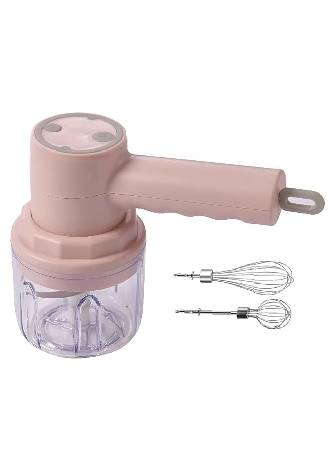 AMERTEER Mixer Electric 2 Cup 3 in 1 10.2 OZ Mini Hand Blender Meat Grinder Eggbeater Cream Beater Baby Food Chopper Garlic Masher Hand-held Mixer,Pink Color - Image 2