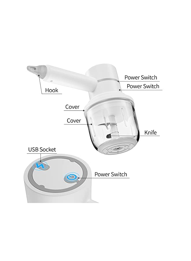 AMERTEER Mixer Electric 2 Cup 3 in 1 10.2 OZ Mini Hand Blender Meat Grinder Eggbeater Cream Beater Baby Food Chopper Garlic Masher Hand-held Mixer,Pink Color - Image 5