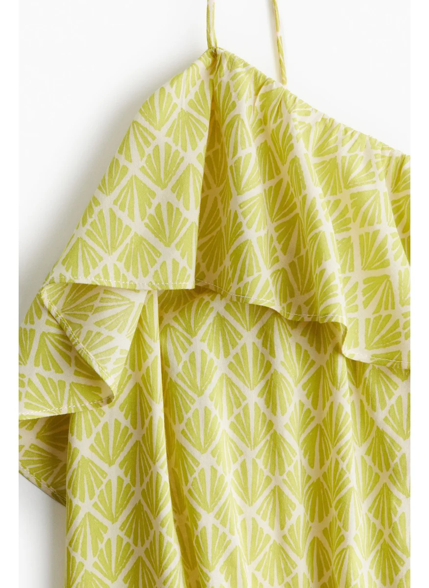 H&M Ruffled Print Midi Dress
