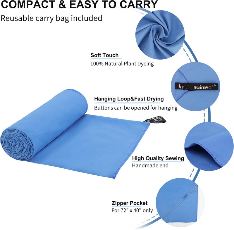 Rainleaf Microfiber Towel Perfect Travel & Gym & Camping Towel. Quick Dry - Super Absorbent - Ultra Compact - Lightweight. Suitable for Trip, Beach, Shower, Backpacking, Pool - Image 3