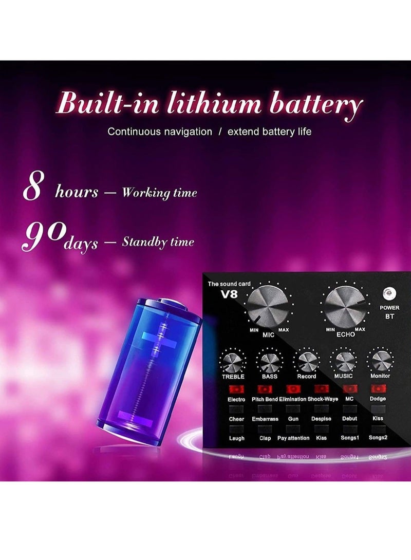 ELTRAZONE Microphone,Live Sound Card & BM800 Suspension Microphone Kit Broadcasting Recording Condenser Microphone Set Intelligent Volume Audio Mixer Sound Card for Computer PC Live Sound - Image 5