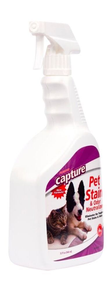 Capture Pet Stain & Odor Neutralizer - Pet Stain Remover for Carpet, Wood, Leather, Rug, Bed, Couch, Car, Upholstery, Clothes, Curtains, Wall, Floor, Concrete - 32oz Portable Spray Bottle - Image 2