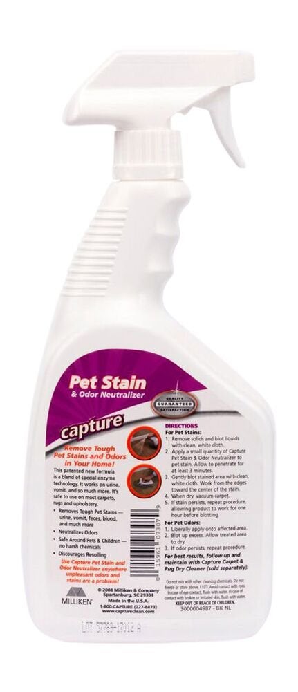 Capture Pet Stain & Odor Neutralizer - Pet Stain Remover for Carpet, Wood, Leather, Rug, Bed, Couch, Car, Upholstery, Clothes, Curtains, Wall, Floor, Concrete - 32oz Portable Spray Bottle - Image 3