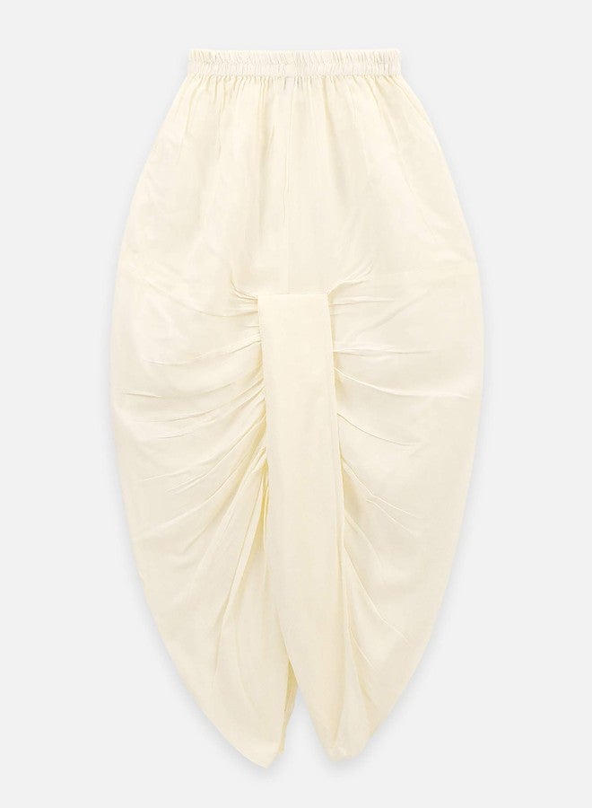 LILPICKS Boys' Cotton Floral Print Straight Dhoti Kurta Set (Yellow, 2-3Y) - Image 3