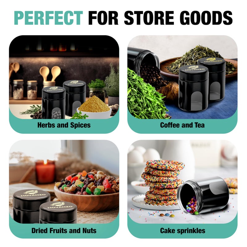 HOVANZO Premium Airtight Glass Storage Jars 120ml with 69% Humidity Control 4 Packs - UV Air Tight Jars with Child-Resistant Lid - Airtight Jar Container, Air Tight Storage,Storage Jars for Herb/Spice - Image 4