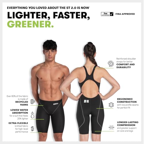 ARENA Powerskin ST Next Men’s Racing Jammer Competition Swimsuit One Piece Athletic Swim Team Championship Tech Suit, Aquamarine, Size 22 - Image 3