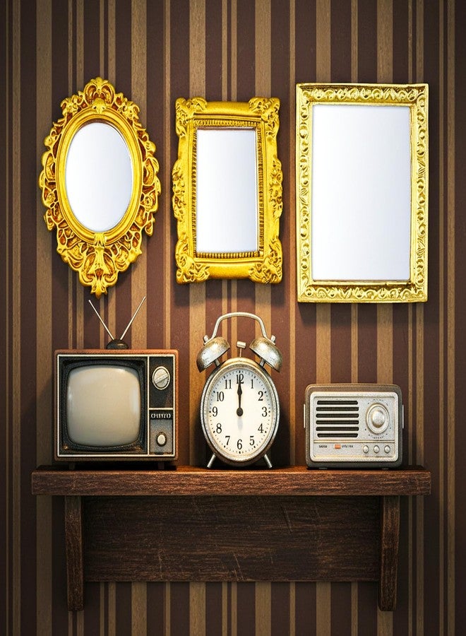 Sibba Mini Picture Frames 5 PCS Vintage Dollhouse Mirrors with Carved Golden Edges European Baroque Wall Decor Miniature Furniture Accessory for 1/12 Dollhouse Display Christmas Home Decor Gold&Silver - Image 5