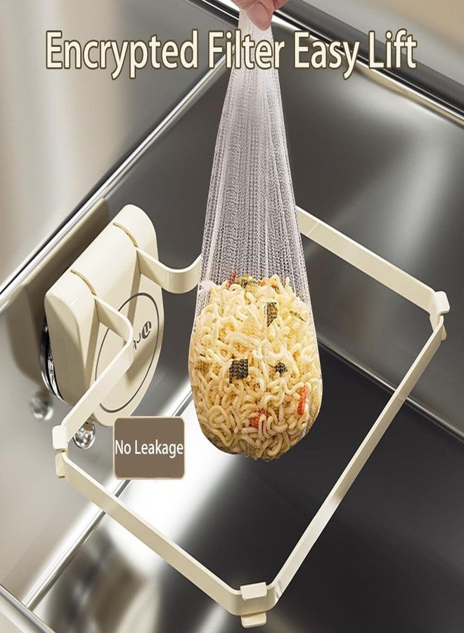 SRTFINE Sink Strainer Basket Release with 50 Mesh Filter Bags - Multi-Function Hanging Colander for CleanupMeat, Fruit Foldable Holder with Suction Cup for Food Waste Catcher, For RV, Kitchen (ClearCream) - Image 3