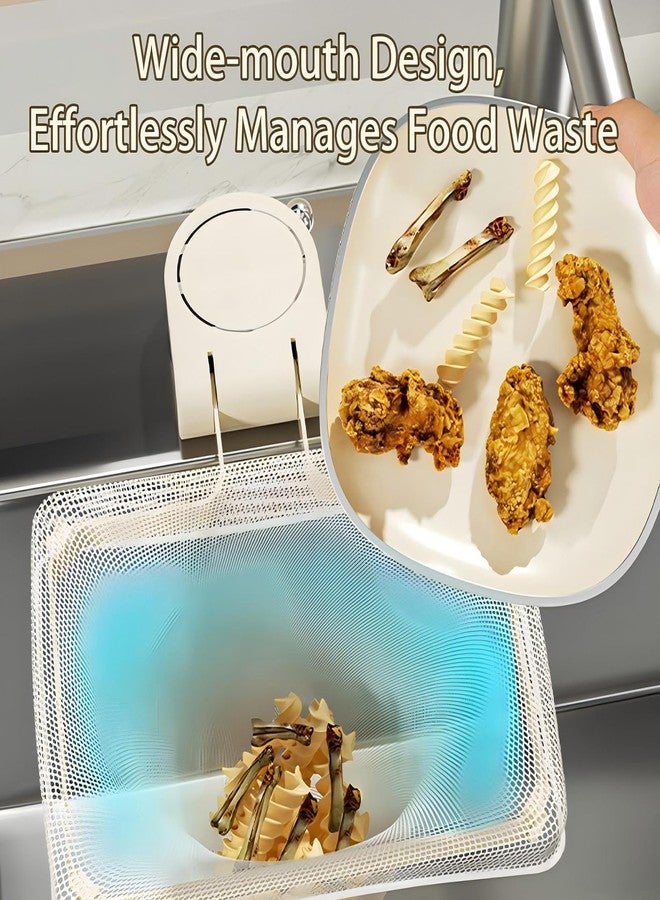 SRTFINE Sink Strainer Basket Release with 50 Mesh Filter Bags - Multi-Function Hanging Colander for CleanupMeat, Fruit Foldable Holder with Suction Cup for Food Waste Catcher, For RV, Kitchen (ClearCream) - Image 2