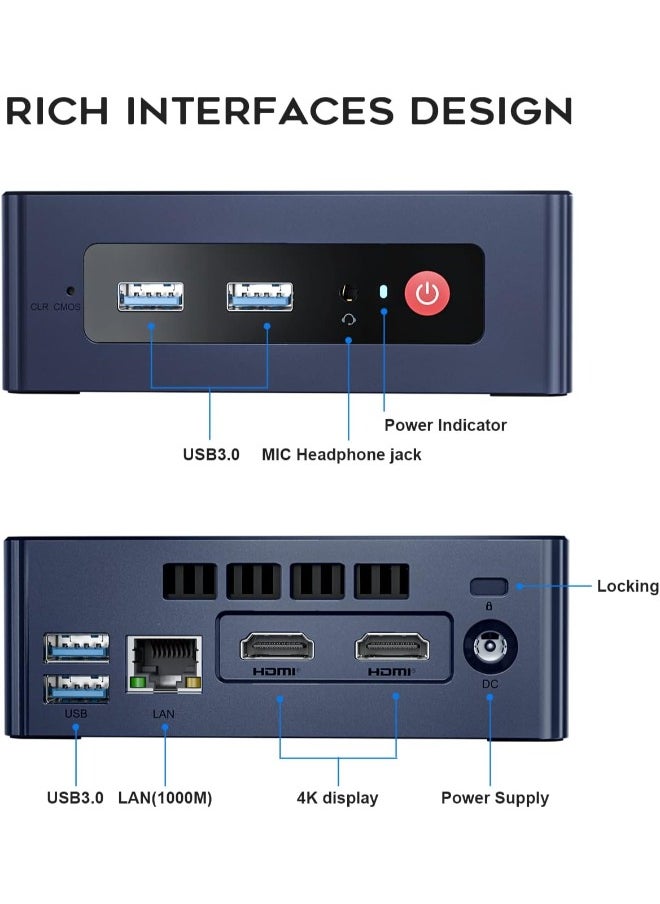 Beelink - Beelink Mini S Mini PC N5095 (up to 2.9GHz) 8GB DDR4 256GB SSD 4C/4T, 4M Cache, 4K Dual HDMI Displays - Image 1