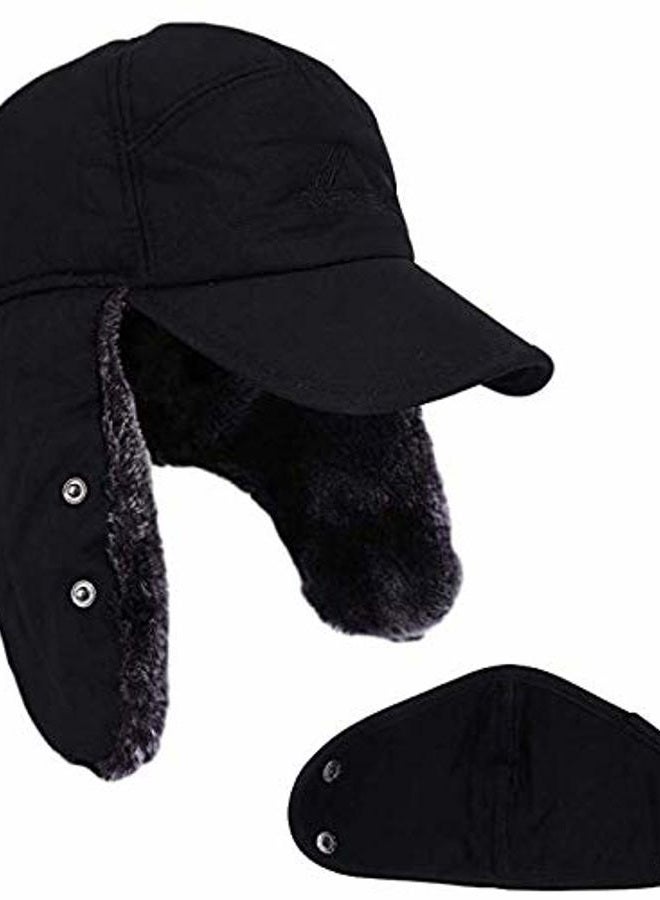 Iywish Men Winter Trapper Hats Ushanka Ear Flaps Hats Aviator Snow Windproof Thermal Faux Fur Warm Hunting Skiing Cycling Cold Weather Hats Earflaps Baseball Caps Dad Hats with Face Mask - Image 3