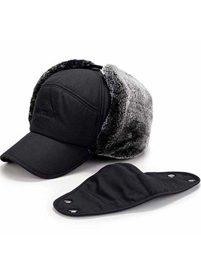 Iywish Men Winter Trapper Hats Ushanka Ear Flaps Hats Aviator Snow Windproof Thermal Faux Fur Warm Hunting Skiing Cycling Cold Weather Hats Earflaps Baseball Caps Dad Hats with Face Mask - Image 4