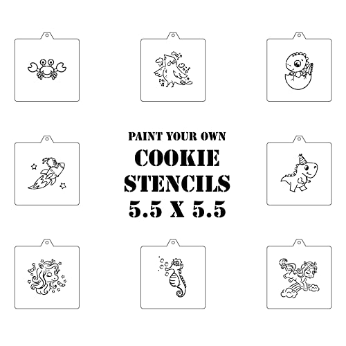 NEGEMEL Cookie Cutter and Stencil Bundle Royal Icing Cookies Stencils Paint Your Own Biscuit Bakery Starter Kits Royal Icing Fondant Cutters Birthday Wedding Holiday Cookies Painting Coloring Pages Comb - Image 3