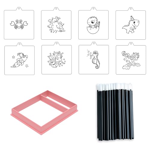 NEGEMEL Cookie Cutter and Stencil Bundle Royal Icing Cookies Stencils Paint Your Own Biscuit Bakery Starter Kits Royal Icing Fondant Cutters Birthday Wedding Holiday Cookies Painting Coloring Pages Comb - Image 1