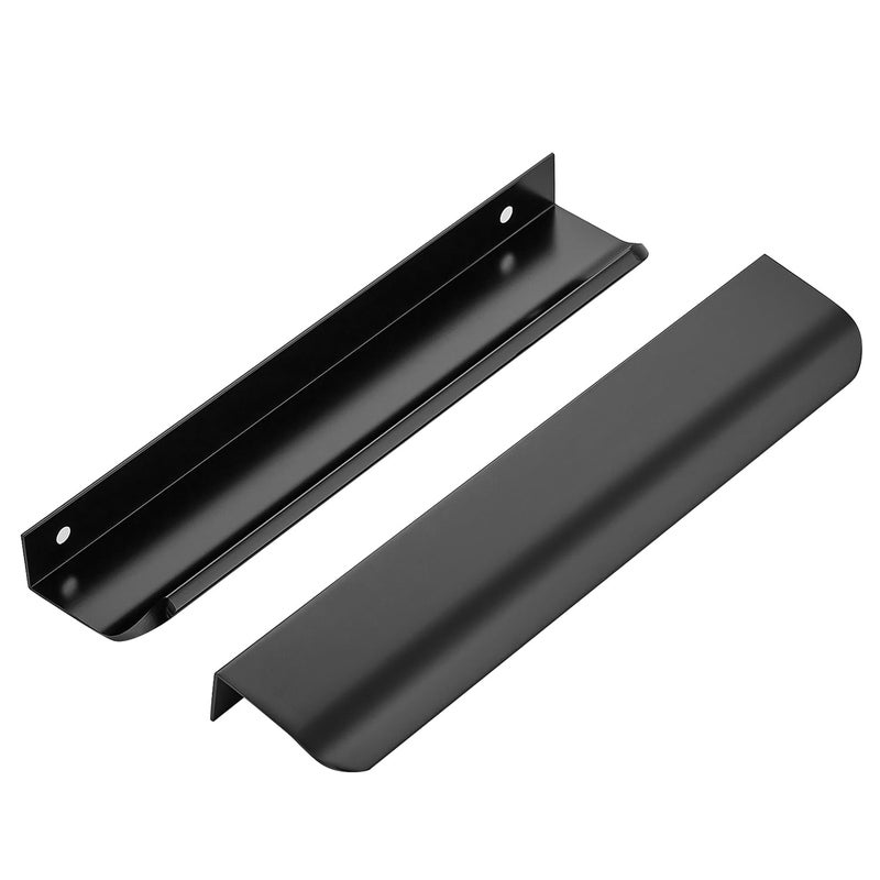 Ravinte Hardware 8 Pack Black Cabinet Handles 78 Inch 200mm Finger Edge Pulls 614 Inch Hole Center Finger Pulls for Cabinets - Image 2