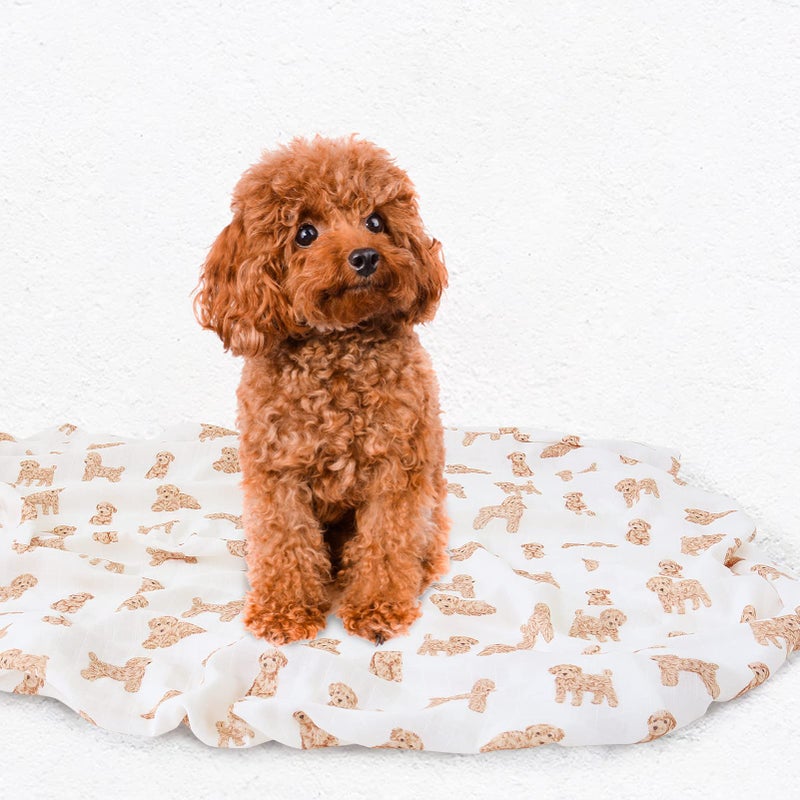 LifeTree Baby Swaddle Blankets Dog, 70% Viscose from Bamboo and 30% Cotton Muslin Swaddle Blankets Boys Girls Swaddling Wrap Receiving Blanket for Newborn, Large 47" x 47", Poodle Puppy - Image 5