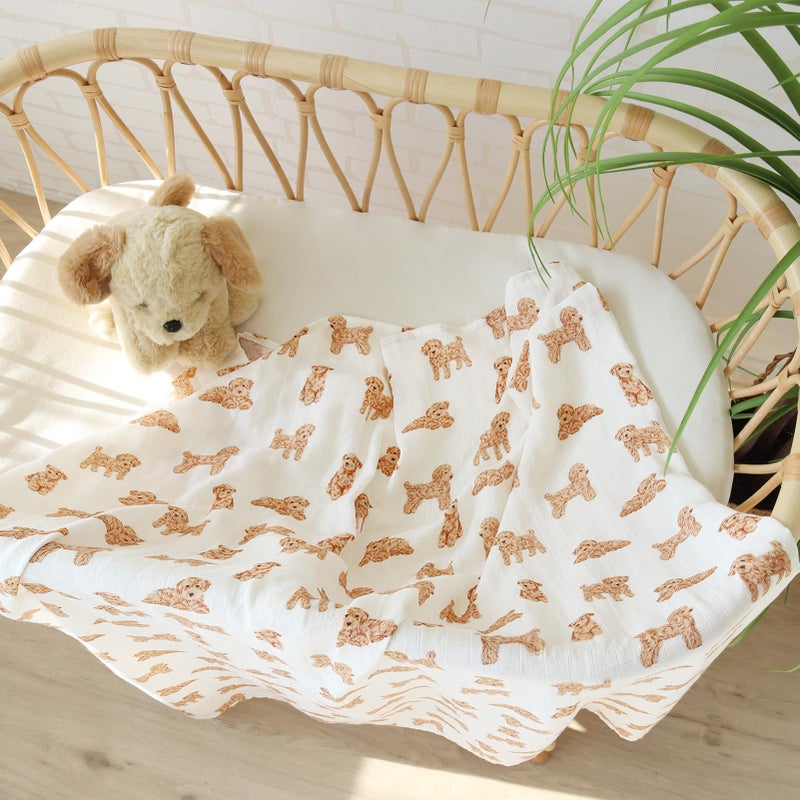 LifeTree Baby Swaddle Blankets Dog, 70% Viscose from Bamboo and 30% Cotton Muslin Swaddle Blankets Boys Girls Swaddling Wrap Receiving Blanket for Newborn, Large 47" x 47", Poodle Puppy - Image 3