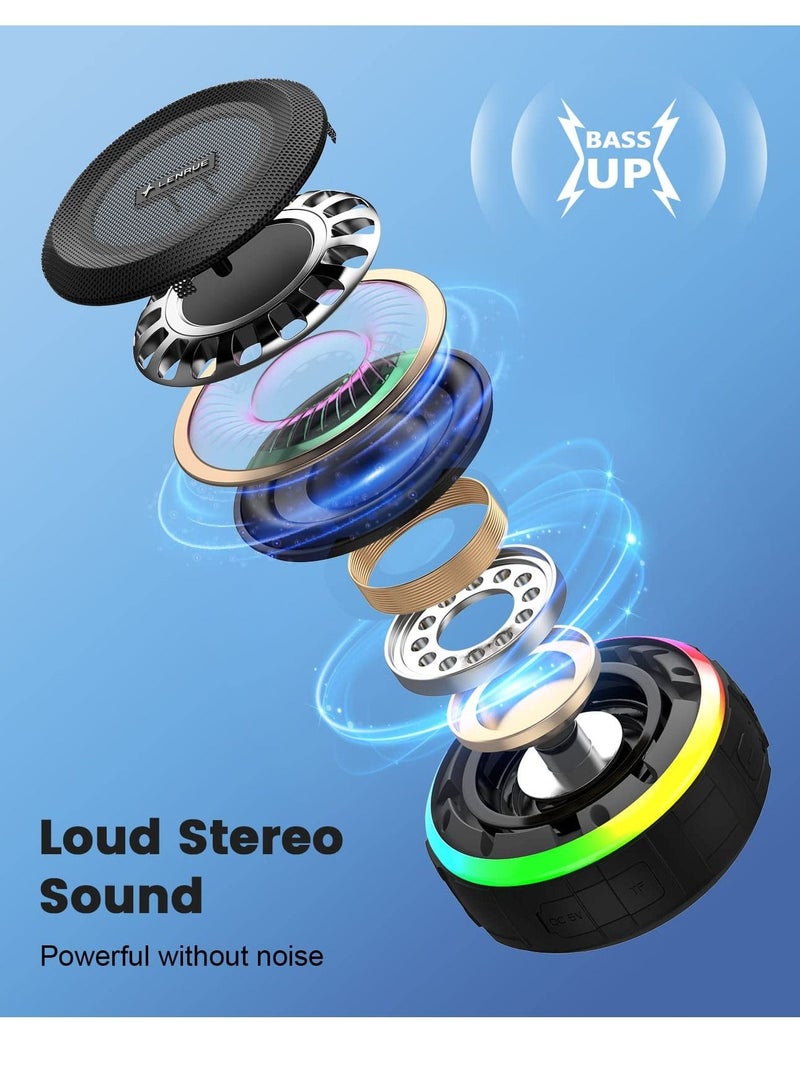 Excefore Bluetooth Shower Speaker, Portable Bluetooth Speakers, IP67 Waterproof Wireless Speaker with Dynamic Lights, True Wireless Stereo, Crisp Clear Sound, for Sports, Pool, Beach, Hiking, Camping  - Image 3