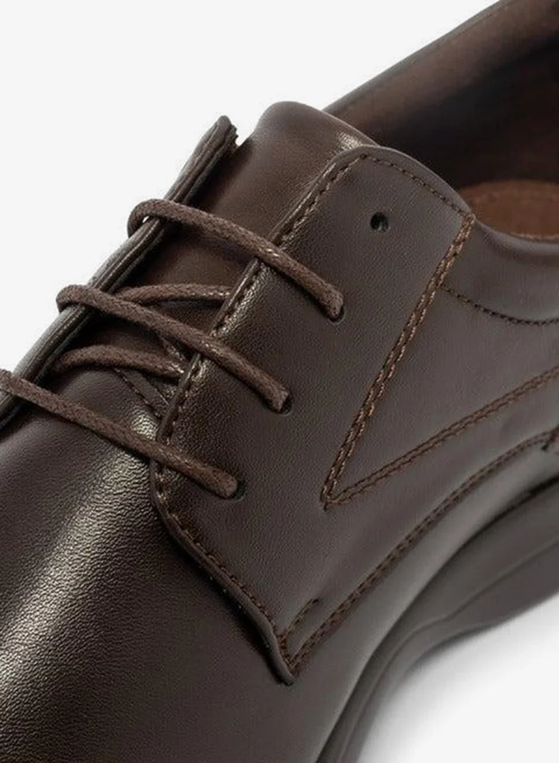 LBL by Shoexpress BROWN Solid Lace-Up Derby Shoes for Men | Best Price UAE