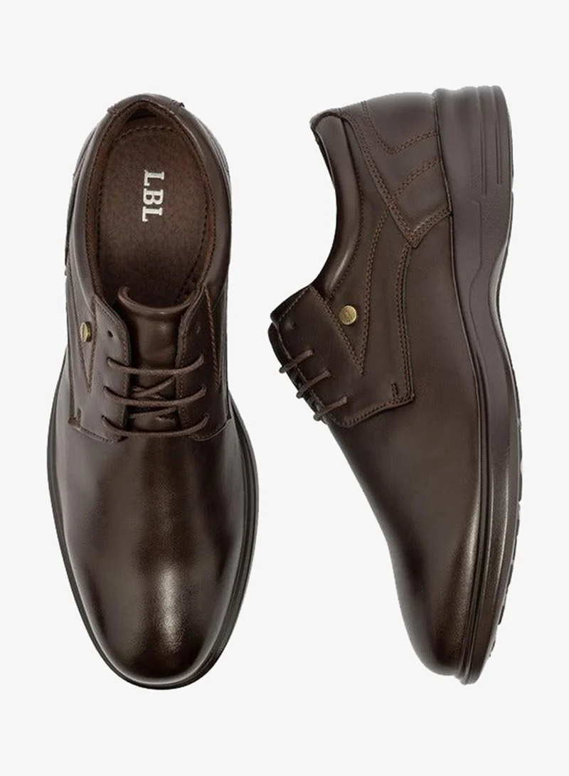 LBL by Shoexpress BROWN Solid Lace-Up Derby Shoes for Men | Best Price UAE