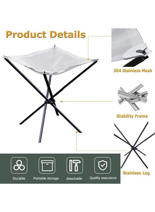 Generic Portable Outdoor Fire Pit, DMG Collapsing Steel Mesh Fireplace, Wood Burner Foldable Campfire Stove for Patio Barbecue Backyard Beach with Carry Bag  - Image 3