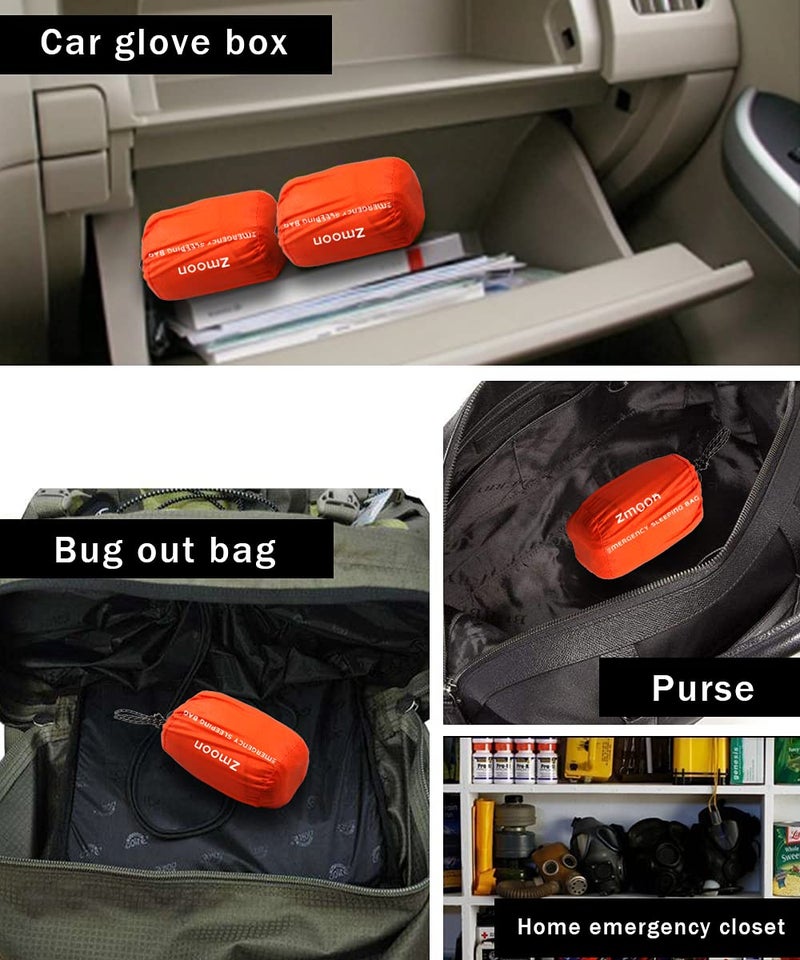 Zmoon Emergency Sleeping Bag 2 Pack Lightweight Survival Thermal Bivy Sack Portable Blanket for Camping, Hiking, Outdoor, Activities (Orange) - Image 3