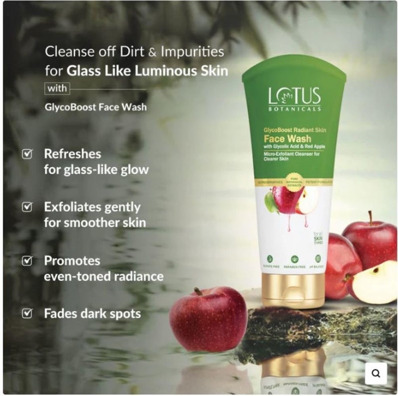 LOTUS BOTANICALS Lotus Botanicals GlycoBoost Serum Cream50g Night Gel50g Face Wash100g Face Serum30ml Toning Solution50ml Set of 5  - Image 5