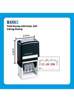 MARKQ Paid Stamp with Date, Self Inking Stamp for Office Business Supplies, Red Ink Date and Blue Text  - Image 3