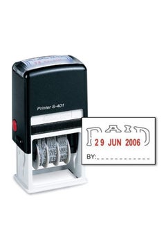 MARKQ Paid Stamp with Date, Self Inking Stamp for Office Business Supplies, Red Ink Date and Blue Text  - Image 1