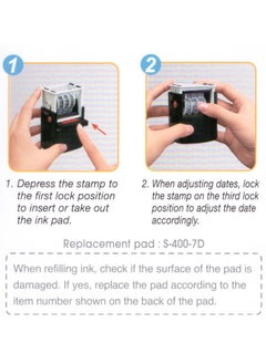 MARKQ Paid Stamp with Date, Self Inking Stamp for Office Business Supplies, Red Ink Date and Blue Text  - Image 2