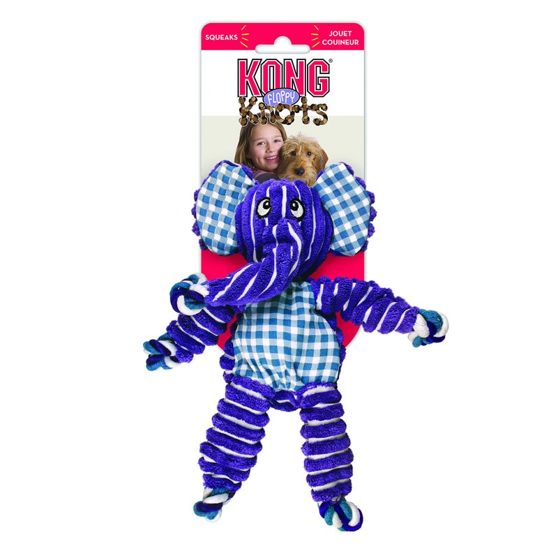 KONG Floppy Knots - Durable Noâ€‘Stuffing Squeaky Rope & Plush Dog Toy - for Teething, Playing (Elephant, Small/Medium) - Image 4
