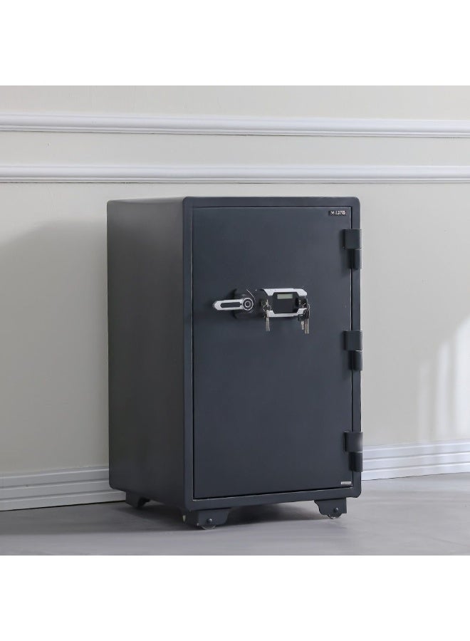 milano خزنة ميلانو Fr 2.0 مع قفل بصمة الإصبع | خزنة إلكترونية رقمية من الفولاذ السبيكي للأمان للمنازل والمكاتب والفنادق L92xW60xH57cm - أسود - Image 1