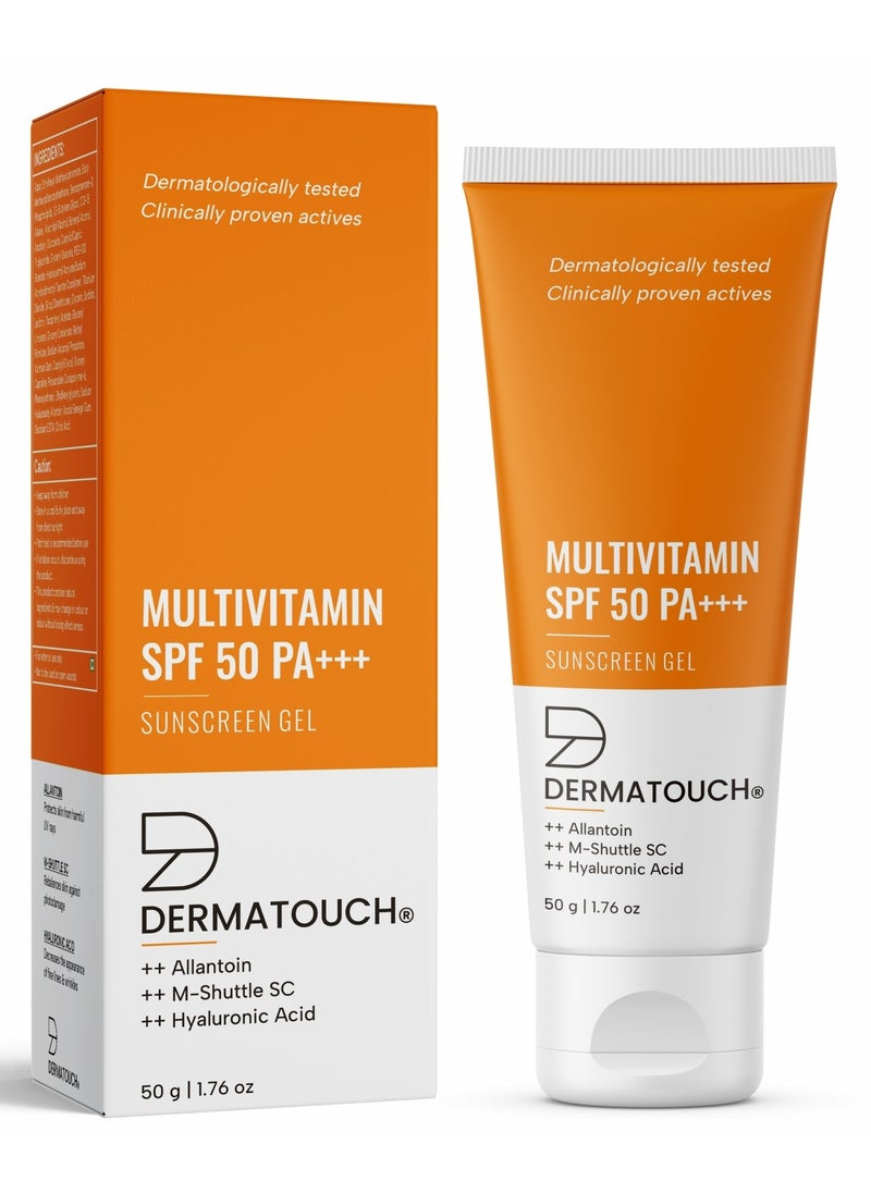 ديرماتوتش جل واقي من الشمس DERMATOUCH متعدد الفيتامينات SPF 50 PA++++ حماية من أشعة الشمس | حماية من الأشعة فوق البنفسجية UVA-UVB | صبغة بيضاء صفر | للجنسين | 50 جم  - Image 1