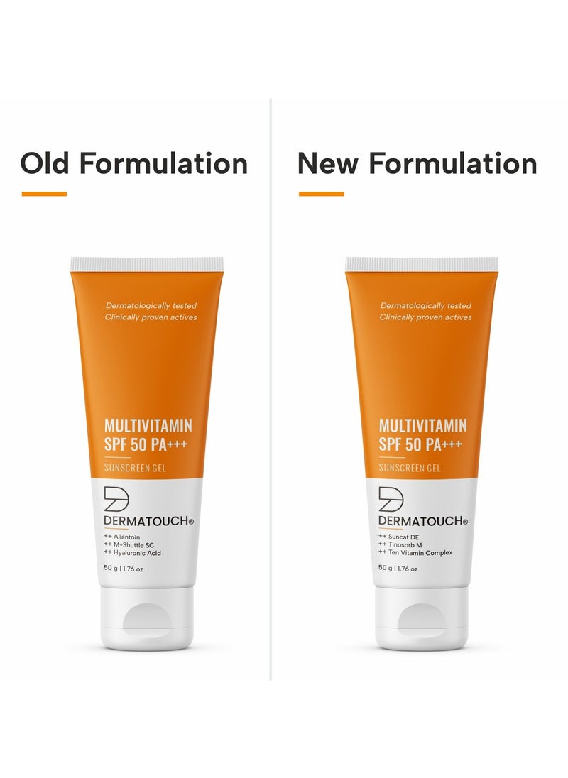 ديرماتوتش جل واقي من الشمس DERMATOUCH متعدد الفيتامينات SPF 50 PA++++ حماية من أشعة الشمس | حماية من الأشعة فوق البنفسجية UVA-UVB | صبغة بيضاء صفر | للجنسين | 50 جم  - Image 2