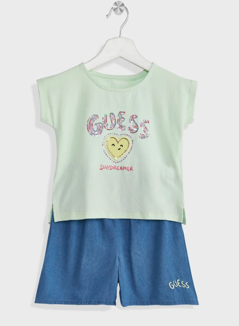 GUESS Kids Logo T-Shirt & Denim Shorts Set
