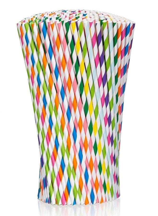 Imaashi Pack of 100 Eco-Friendly Paper Straws Pipes- 100% Biodegradable and Compostable Alternative to Plastic Straws Perfect for Parties, Events, and Daily use - Random Colors- Size 6 MM 8 Inch - Image 1