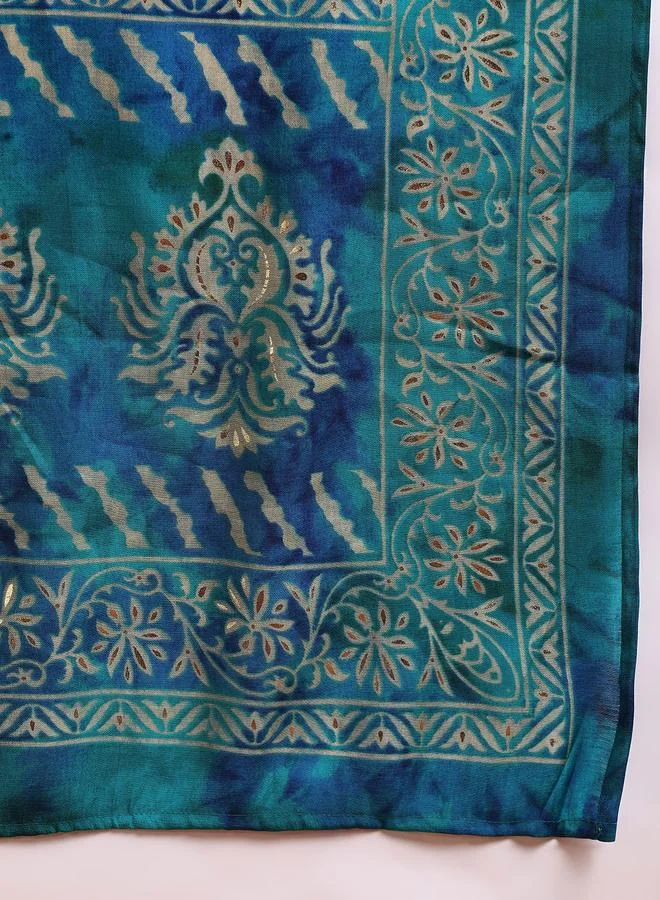 Take Two  Teal Printed Kurta Set with Dupatta and Trousers By  AHIKA for Women | Best Price UAE