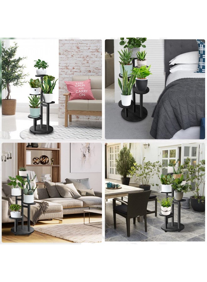 GEEBOBO 5 Tiered Tall Plant Stand for Indoor, Wood Plant Shelf Corner Display Rack, Multi-tier Planter Pot Holder Flower Stand for Living Room Balcony Garden Patio (Black) - Image 3