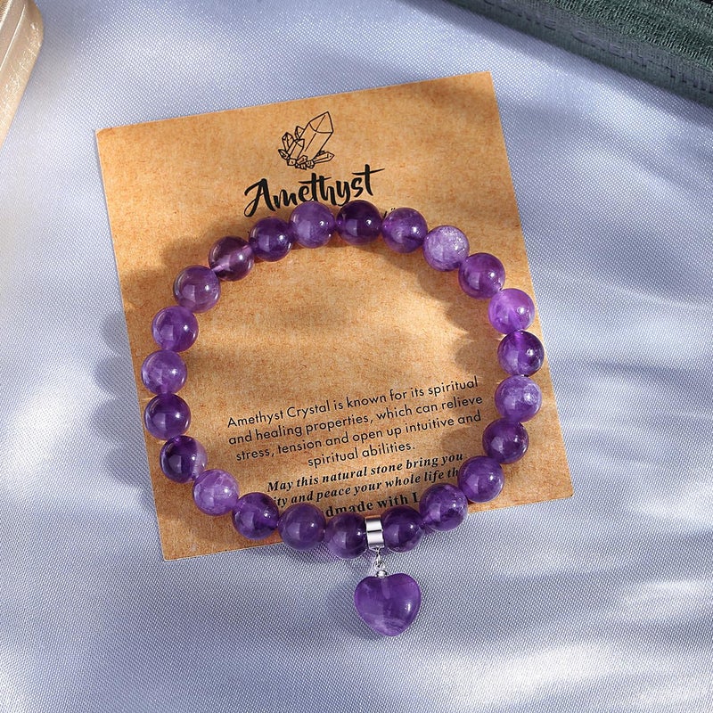 MAIBAOTA Purple Amethyst Heart Bracelet, Stretch Bracelets, Women's Crystal Jewelry, Valentine's Day Gifts - Image 4