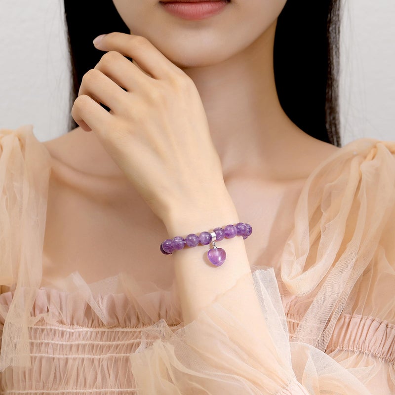 MAIBAOTA Purple Amethyst Heart Bracelet, Stretch Bracelets, Women's Crystal Jewelry, Valentine's Day Gifts - Image 5