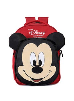 Kuber Industries Kuber Industries Polyester Waterproof & Lightweight Disney Mickey Mouse Face Design Backpack|Sturdy School Bag For Kids,15 Inch (Red & Black)  - Image 1