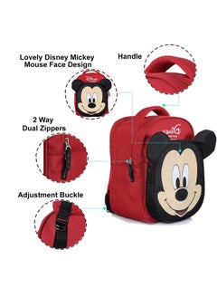 Kuber Industries Kuber Industries Polyester Waterproof & Lightweight Disney Mickey Mouse Face Design Backpack|Sturdy School Bag For Kids,15 Inch (Red & Black)  - Image 5