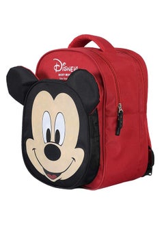Kuber Industries Kuber Industries Polyester Waterproof & Lightweight Disney Mickey Mouse Face Design Backpack|Sturdy School Bag For Kids,15 Inch (Red & Black)  - Image 2