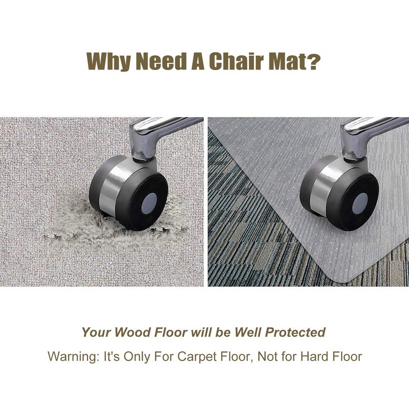 Kuyal Office Chair Mat for Carpets,Transparent Thick and Sturdy Floor Mats for Low and No Pile Carpeted Floors, with Studs (36" X 48" Rectangle) - Image 3
