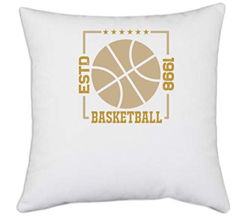 UDNAG UDNAG White Polyester Basketball Estd 1998 Pillow Cover 16 Inch X 16 Inch